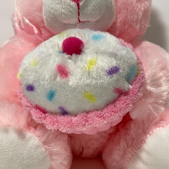 Kellytoy Plush Birthday Teddy Bear Soft Pink Fur Cupcake Stuffed Animal 10" - Picture 5 of 14